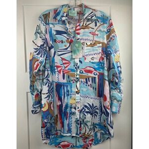 NEW True Destinations Resort‎ Wear Vacation Women Swim Coverup SZ XS 100% Cotton
